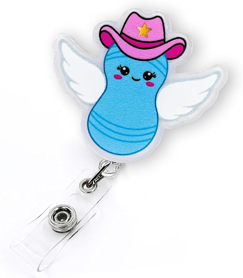 LEBEIGHT Flying Cowgirl Peanut Ball Badge Reel for Labor and Delivery Nurse, NICU Badge Reel, Maternity Nurse Badge, L&D Badge Clip, Cute Birthing Peanut Ball Badge Holder, OB/GYN Badge Accessories for Work - Image 1